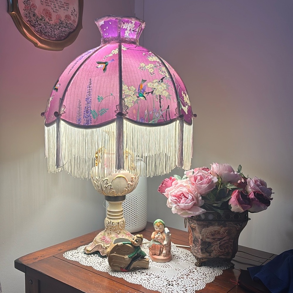 One of One Victorian Style Lampshade (lamp and table deco not available).
